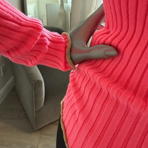 Ramy Brook Ribbed Knit Turtle Neck Long Sleeve Sweater top Size XS Pink NWT - Picture 6 of 6